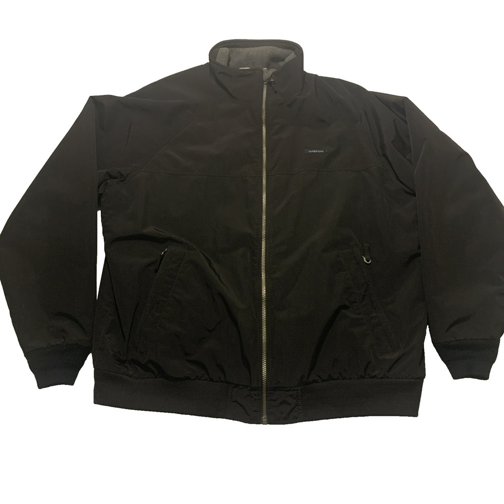 Lands End The Squall Jacket Mens XL 46-48 Full Zip BLACK Fleece Lined Warm‎